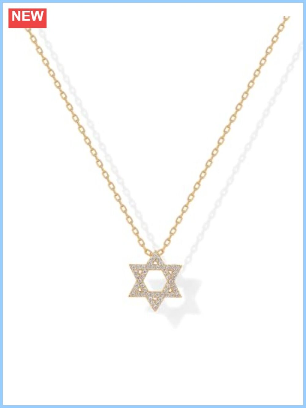14K Gold Plated Star of David Pendant Necklace Cubic Zirconia Dainty